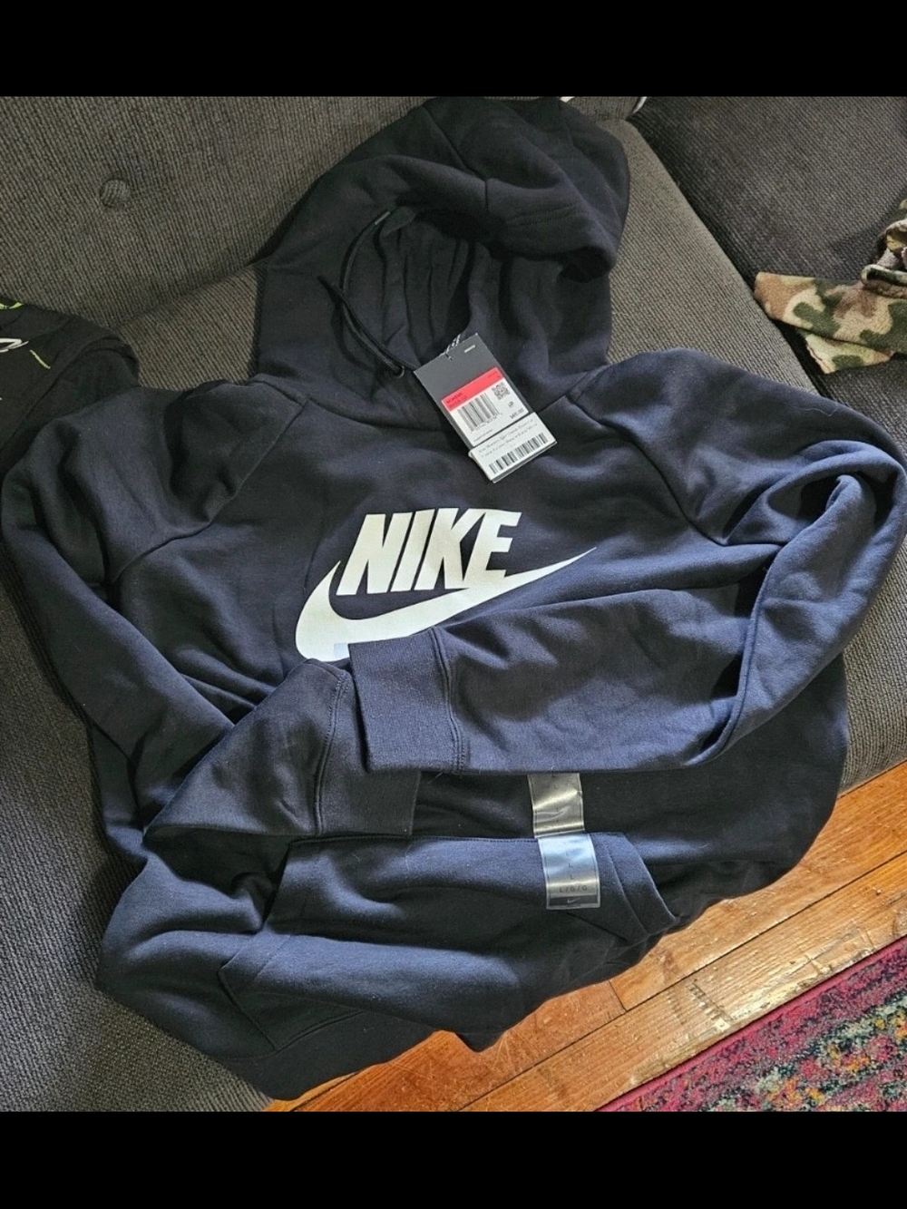 Womens Nike Black Hoodie with White Swoosh Logo